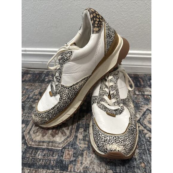 Madewell Kickoff Trainer Sneakers Leather Calf Hair Leopard Olive Grove Sz 9.5 - Picture 2 of 6